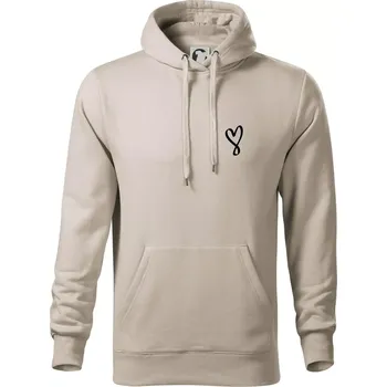 Pánská mikina Srdce nekonečno na prso - Mikina pánská Cape s kapucí - M ( Ledově šedá )