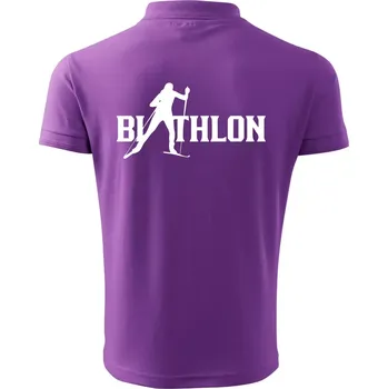 Pánská košile Biathlon nápis - Polokošile pánská Pique Polo 203 - M ( Fialová )