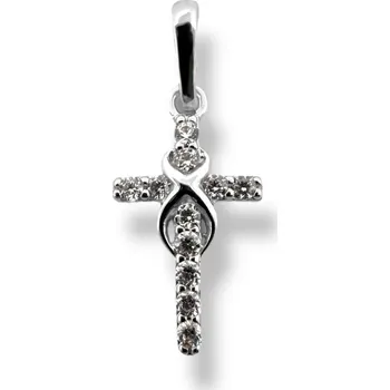Přívěsek Leru Přívěsek z bílého zlata kříž s nekonečnem