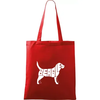 Nákupní taška Bígl - nápis v těle - Taška bavlněná - 42 x 38 cm ( Červená )