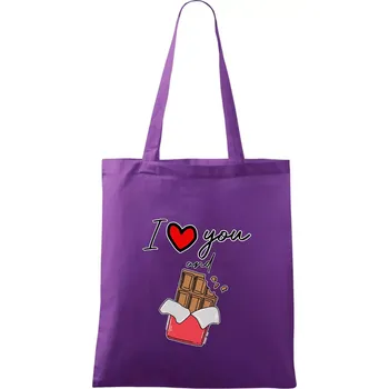 I love you and chocolate - Taška bavlněná - 42 x 38 cm ( Fialová )