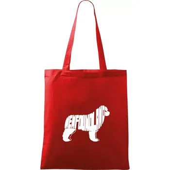 Nákupní taška Novofundlandský pes - nápis v tělě - Taška bavlněná - 42 x 38 cm ( Červená )