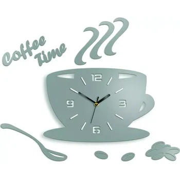 Hodiny Nástěnné hodiny Coffee světle šedé