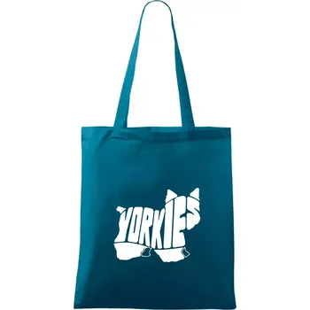Jorkšírský teriér - Yorkie - Nápis v těle - Taška bavlněná - 42 x 38 cm ( Petrolejová )