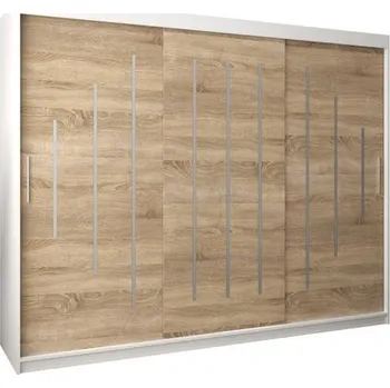Šatní skříň Šatní skříň s posuvnými dveřmi YORK - 250x200cm -Bílá-Dub Sonoma-