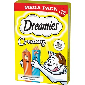 Krmivo pro kočku DREAMIES Krémový s kuřecím masem a lososem 12x10g