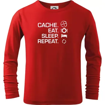 Dětská móda Eat sleep repeat Cache - Triko dětské Long Sleeve - 158 cm/12 let ( Červená )