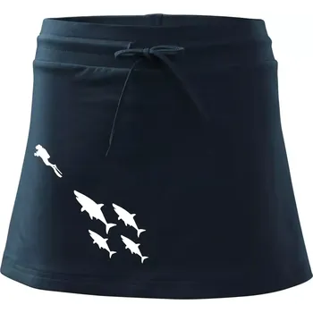 Dámská sukně Potápěč žraloci - Sportovní sukně - two in one - S ( Námořní modrá (velmi tmavá - téměř černá) )