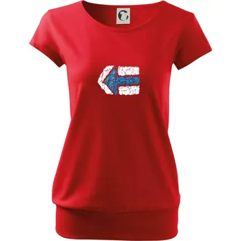 Dámské tričko Párová turistická značka modrá - Volné triko city - 2XL ( Červená )