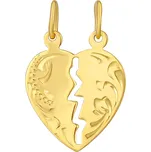 Partnerský zlatý přívesek srdce Aileen ze žlutého zlata