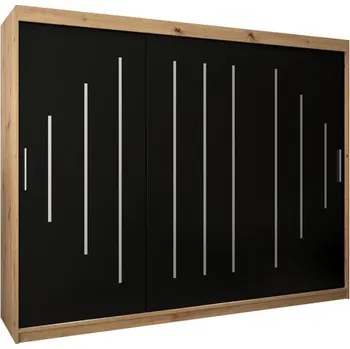 Šatní skříň Šatní skříň s posuvnými dveřmi YORK - 250x200cm -Dub Artisan-Černá-