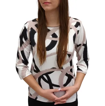 Dámská halenka Halenka Pratto bílá s hnědým a černým vzorem velikost pratto: 46