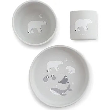 Saro Baby Silikonová jídelní sada Polaris Grey