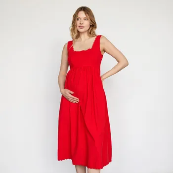 Dámské šaty Reserved - Šaty ze směsi lnu - červená - 041IL-33X - 041IL-33X-S