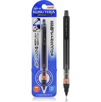 Mechanická tužka UNI Kuru Toga M5-452 0,5 mm Černá Automatická rotace Nízké těžiště Speciální tužka na psaní a kreslení Školní a kancelářské použití černá