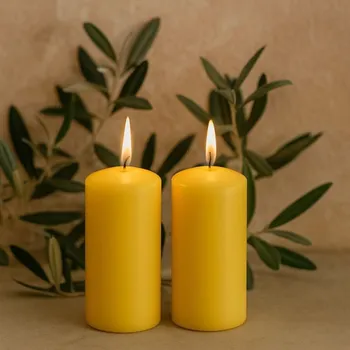 Svíčka Žlutá parafínová svíčka 20 cm, 80 h hoření, sada 2 ks