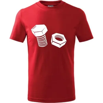 ON-DESIGN Dětské tričko ŠROUB A MATICE Velikost: 134 cm/8 let, Barva: červená