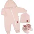 Kojenecká souprava Baby Nellys 3D Nature rostoucí teplákový overal, čepice, botky růžová