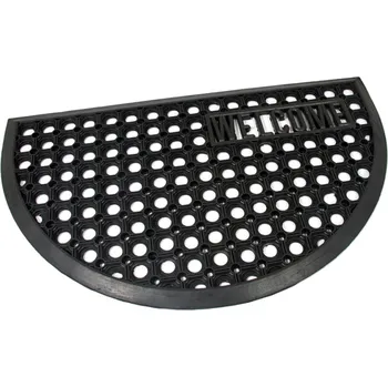 Rohožka Půlkruhová gumová vstupní čistící rohož Honeycomb - Welcome - 75 x 45 x 1,5 cm