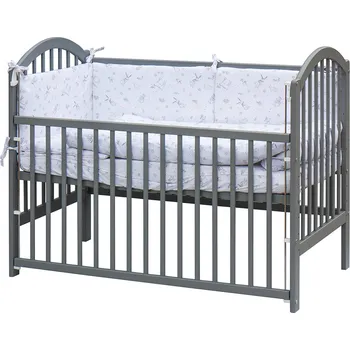 Dětská postýlka Dětská postýlka s kompletní výbavou Scarlett 120 x 60 cm šedá - Luka