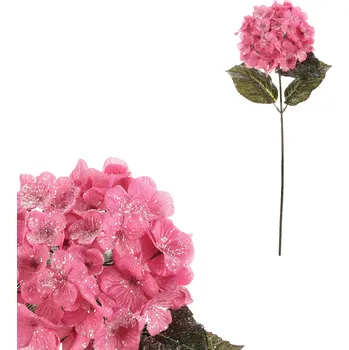 Hortenzie - umělá řezaná, růžová, jemně ojíněná - NL0211 PINK