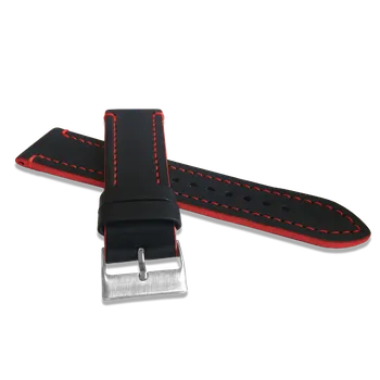 Řemínek na hodinky LAVVU Červeně prošitý řemínek TAILOR z luxusní kůže Top Grain - 24 LSPBR24