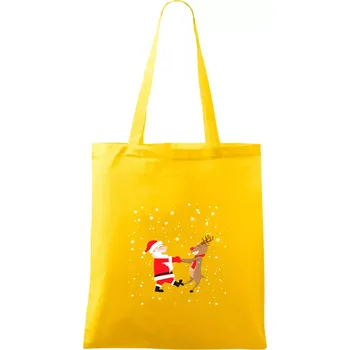 Tancující Santa a sob - Taška bavlněná - 42 x 38 cm ( Žlutá )