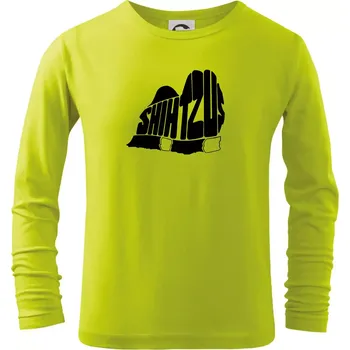 Dětská móda Shih-tzu - nápis v těle - Triko dětské Long Sleeve - 134 cm/8 let ( Limetková )