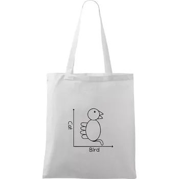 Cat bird diagram - Taška bavlněná - 42 x 38 cm ( Bílá )