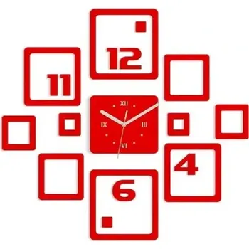 Hodiny 3D nalepovací hodiny Otto červené