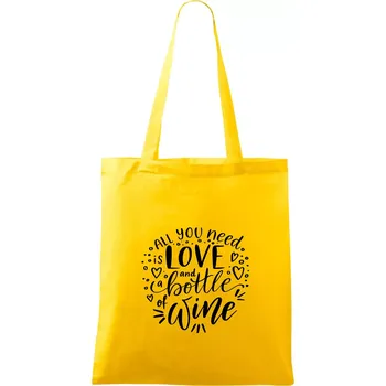 All you need is love and bottle of wine - Taška bavlněná - 42 x 38 cm ( Žlutá )