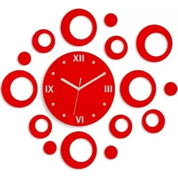 Hodiny 3D nalepovací hodiny Rings červené