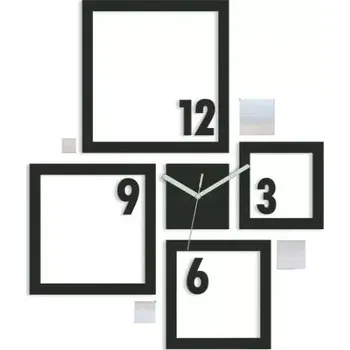 Hodiny 3D nalepovací hodiny Quadrat wenge