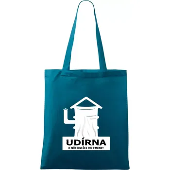 Udírna je můj domeček pro panenky - Taška bavlněná - 42 x 38 cm ( Petrolejová )