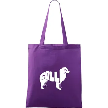 Nákupní taška Border kolie písmo v těle - Taška bavlněná - 42 x 38 cm ( Fialová )