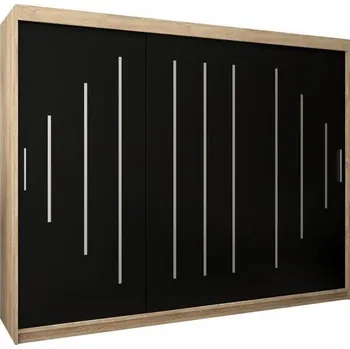 Šatní skříň Šatní skříň s posuvnými dveřmi YORK - 250x200cm -Dub Sonoma-Černá-