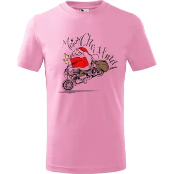 Chlapecké tričko Dětské tričko Santa na motorce Velikost: 158/12 let, Barva trička: Růžová