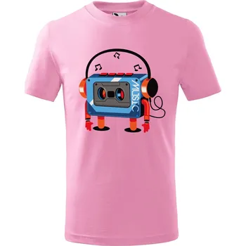 Chlapecké tričko Dětské tričko s potiskem Walkman Velikost: 158/12 let, Barva trička: Růžová