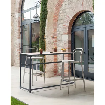 Barová židle Sada 2 barových židlí béžová plast odolný proti povětrnostním vlivům interiér exteriér moderní styl Beliani