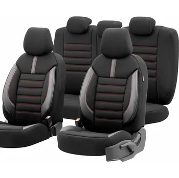 Potah sedadla OTOM Autopotahy Škoda Kodiaq I (2016 - 2024) univerzální | LIMITED 101 BLACK/RED 3-ZIP