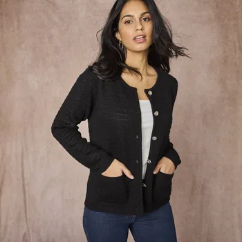 Dámský svetr Blancheporte Propínací svetr z úpletu se vzorem černá 34/36