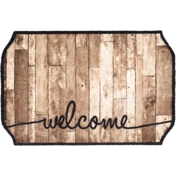 Rohožka Pratelná čistící rohož Welcome wood octagon - délka 50 cm a šířka 75 cm