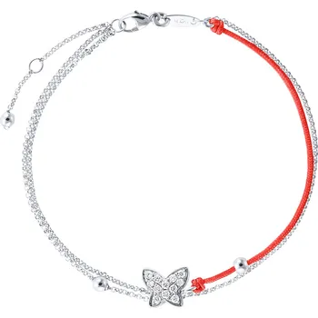 Náramek Diamantový náramek se šňůrkou Luxury Butterfly