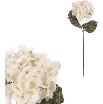 Hortenzie - umělá řezaná, bílá, jemně ojíněná - NL0211 WT