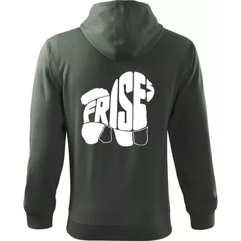 Pánská mikina Bišonek - fries nápis v těle - Mikina s kapucí na zip trendy zipper - 2XL ( Tmavá břidlice (šedá se zeleným nádechem) )