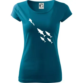 Potápěč žraloci - Dámské triko Pure - M ( Petrolejová )