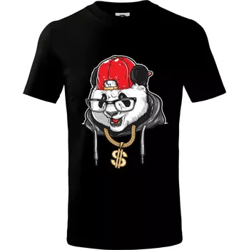 Hip hop panda - Tričko dětské bavlněné - 98 cm / 2 roky ( Černá )