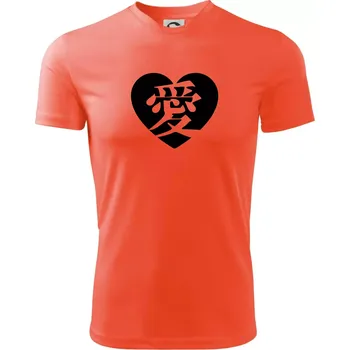 Pánské tričko Láska japonština čínština - Pánské triko Fantasy sportovní (dresovina) - L ( Neonově oranžová )