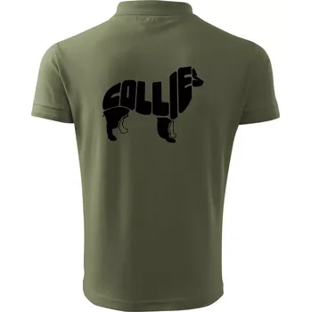 Pánská košile Border kolie písmo v těle - Polokošile pánská Pique Polo 203 - 4XL ( Khaki )