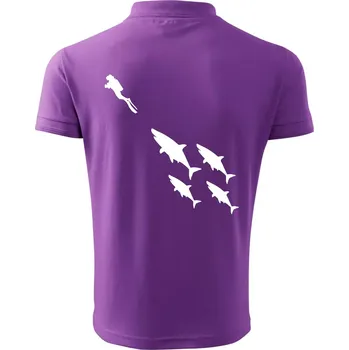 Pánská košile Potápěč žraloci - Polokošile pánská Pique Polo 203 - L ( Fialová )